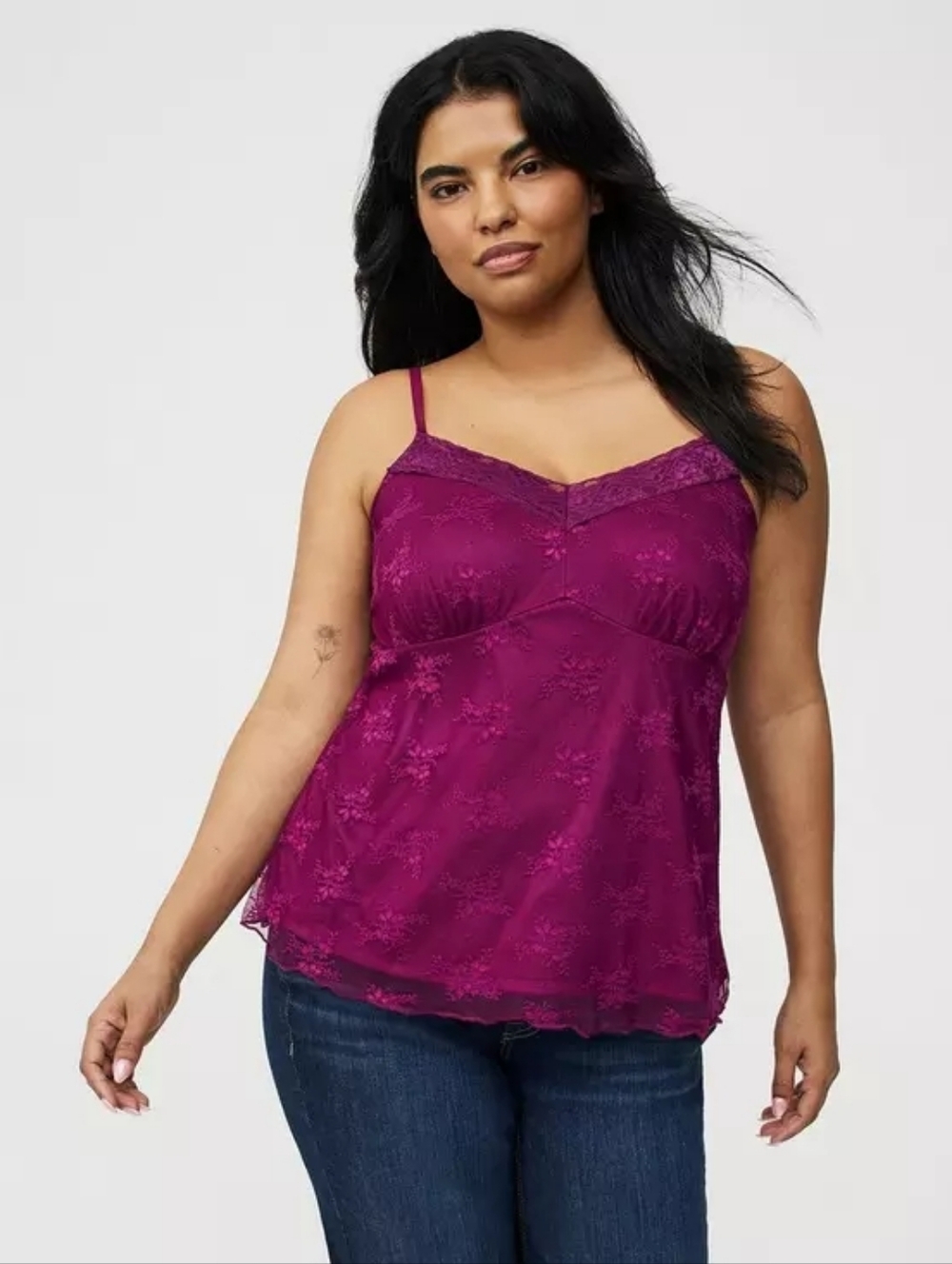 Torrid Lace Trim Plum Caspia Cami V Neck Tank Top Plus Size 3X